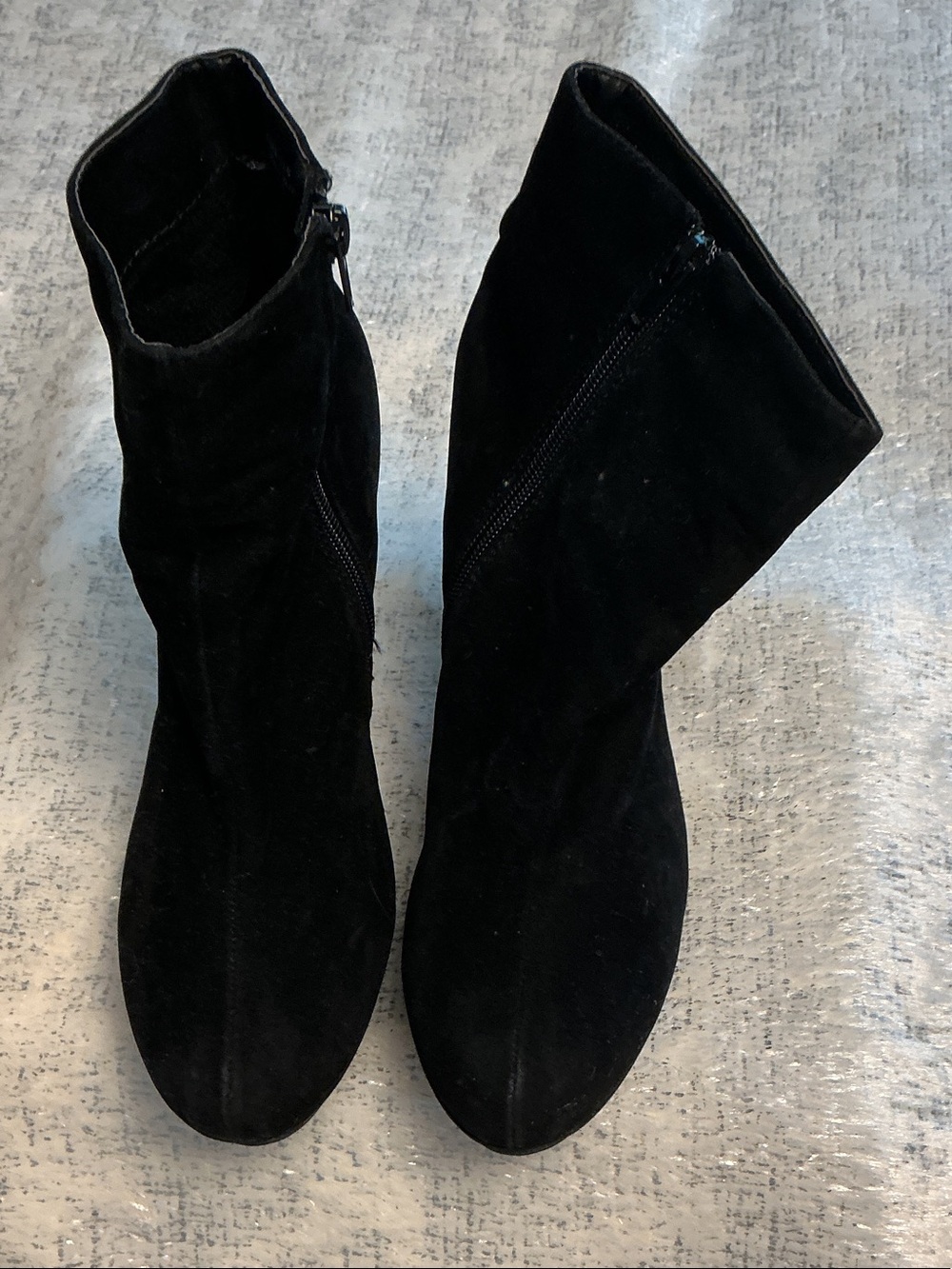 Women’s Black Suede Like Ankle Booties with Side Zip